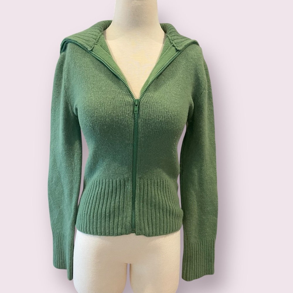 H&M Green Zip Up Sweater